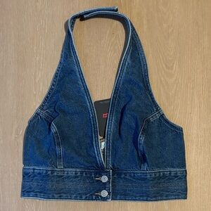 NWT Levi's Daisy Denim Halter Top size Large